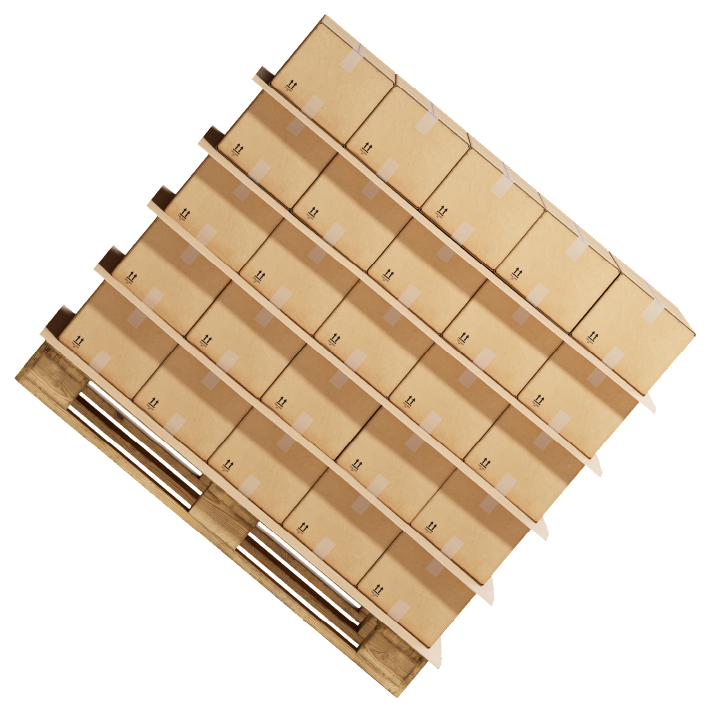 A stable, neatly stacked pallet of cartons